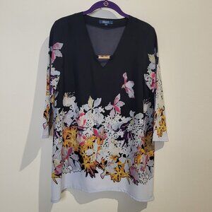Women's Kelly Clinton Floral 3/4 sleeve tunic- size 8 (Small)